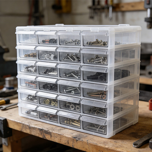 Kotak Penyimpanan Bahagian Laci Pengacuan Plastik